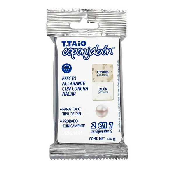 Jabón y esponja T.Taio Esponjabón efecto aclarante 2 en 1 con concha nácar 120 g