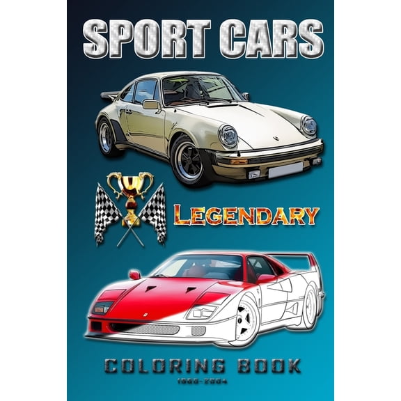 Legendary sports cars 1960-2004.: Coloring book for all ages., (Paperback)