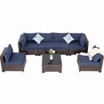 thumbnail image 3 of Howcool 7-Piece All-Weather Wicker Rattan Outdoor Patio Furniture Set,Modular Patio Conversation Furniture Set with Thick Cushions & Tempered Glass Table, 3 of 9
