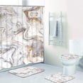 thumbnail image 5 of FRAMICS Natural Marble Shower Curtain and Rug Sets, 16 Pc Modern Abstract Bathroom Sets, Beige Waterproof Fabric Shower Curtain with 12 Hooks and Toilet Rugs, 5 of 10