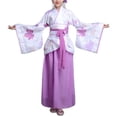 thumbnail image 3 of Piuwrlz Back to School Dresses Girls Uniform Preppy Dress Comfortable Lapel Collar A-Line Princess Skirts Purple Size 4-5 T, 3 of 6