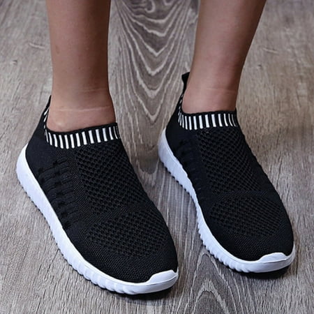 

Rimocy Soft Bottom Knitting Sneakers Women Slip-on Breathable Mesh Flats Shoes Woman Non-slip Plus Size 43 Sock Shoes Platform
