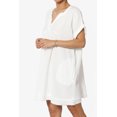 thumbnail image 3 of Robe Mini Babydoll en Gaze de Coton à Manches Courtes Col en V Décontractée pour Femmes, 3 of 7