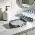 thumbnail image 6 of Roiihwy Gray Silicone Soap Dish 4.72x3.94in with Drain Spout Sink Organizer Tray for Bathroom Kitchen, 6 of 6