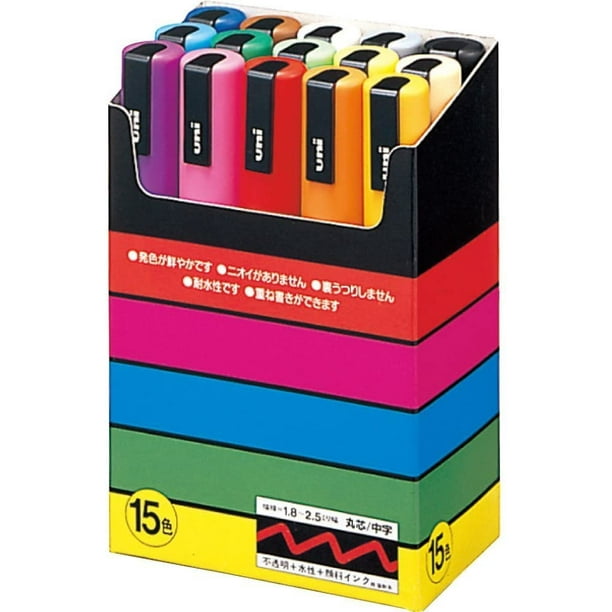 Stylo marqueur Uni POSCA, ensemble de 10 stylos noirs (PC3M.24) - Pointe  fine - Fabricant de stylos résistant à l'eau sans odeur, avec original 