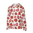 thumbnail image 2 of Pofeuu Hand Drawn Strawberry Print Sun Protection Outdoor Lightweight Full Zip UV Cooling Hoodie Long Sleeve Summer Clothing for Outdoor Hiking-Small, 2 of 5