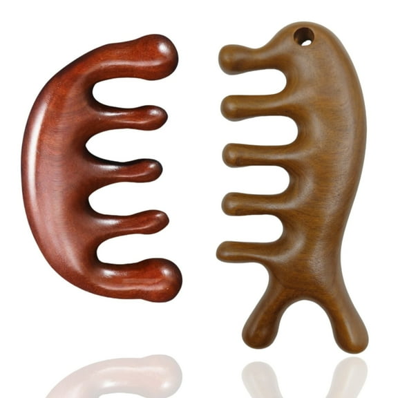 Natural Sandalwood Wide Tooth Hair Comb, Scalp Massage, Hair Growth and Stress Relief