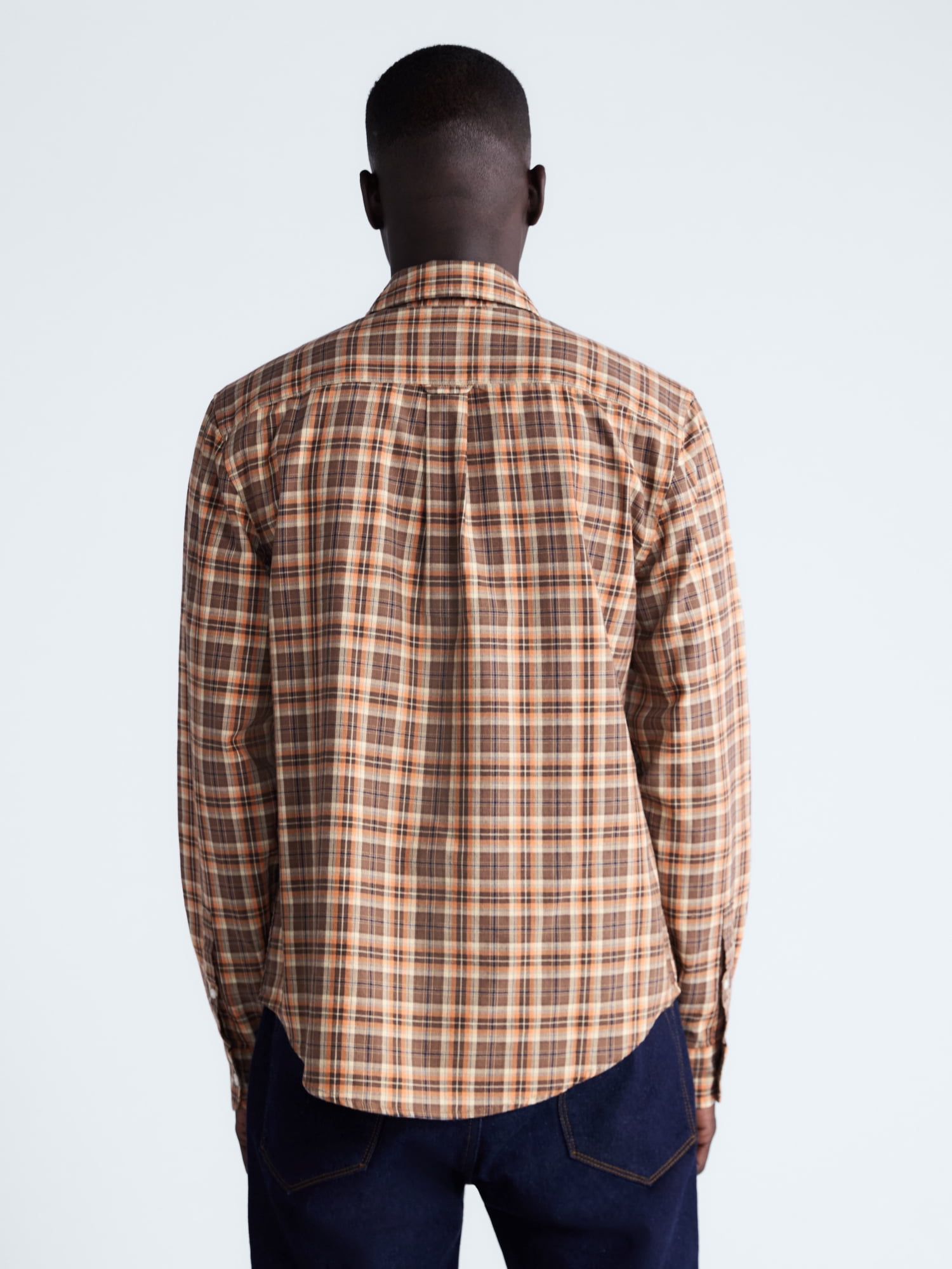 Free Assembly Men's Plaid Button Down Cotton Shirt, Sizes XS-3XL