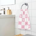 thumbnail image 3 of Yayeee 2 Pack Hand Towels for Bathroom 100% Cotton 16" x 28" Soft Absorbent Kitchen Towel, Pink Checkered Heart, 3 of 7