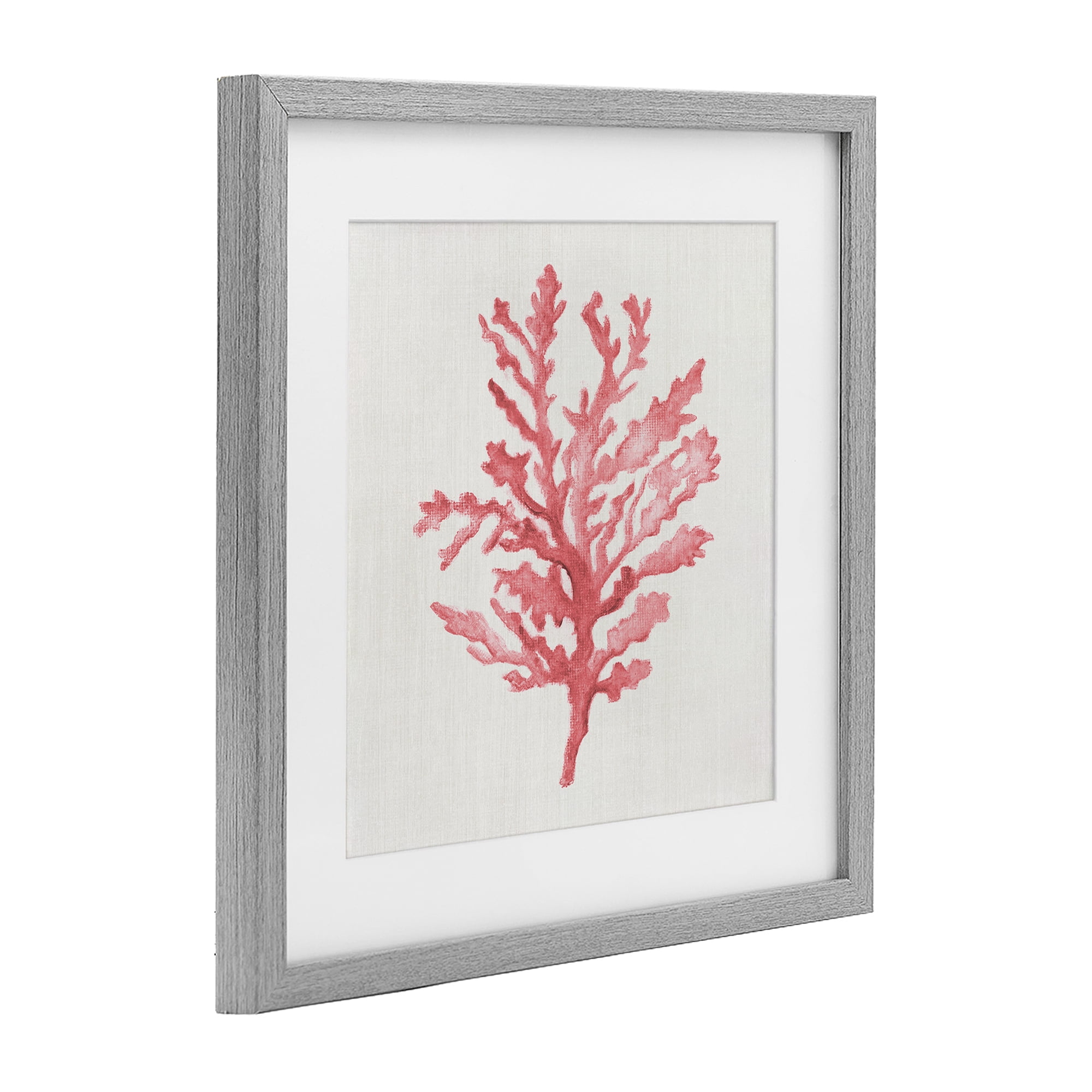 Stupell Industries Rosy Pink Coral Branch Gray Framed Print Under Glass, design by Janet Tava