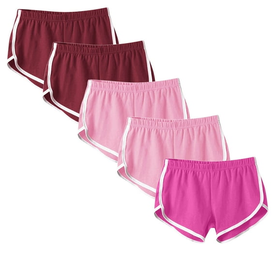 Aobny Womans Shorts Running 5 Pack Dolphin Clothing Slim Plus Size Athletic Low Rise Summer Bottoms for Women,Hot Pink,L