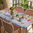 thumbnail image 3 of Happy Easter Table Cloths for 6 Foot Rectangle Tables, Colorful Eggs Spring Tulips Flowers Farm Wooden Patio Waterproof Elastic Fitted Tablecloths, Washable Rectangular Table Cover for Camping, 3 of 8
