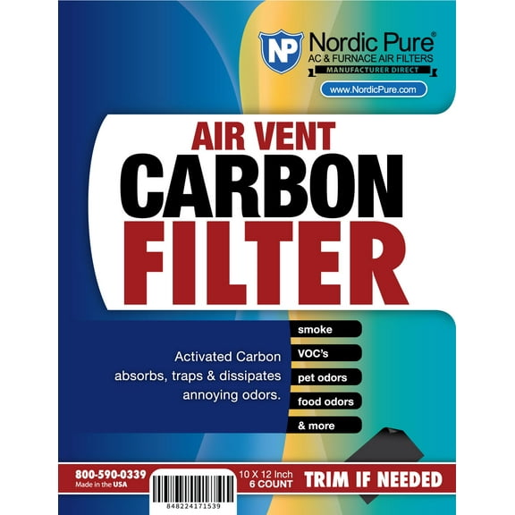 Air Vent Carbon Filters 10x12 (Register Vent Filters) 1 Pack of 6