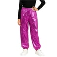 thumbnail image 2 of QSXADF Kid's Hip Hop Dance Jogger Pants Metallic Shiny Loose Elastic Waist Cool Children Outdoor Pants, 2 of 6
