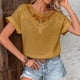 thumbnail image 2 of Blusa con ribete de encaje para mujer, camisetas de manga corta respetuosas con la piel de material suave para oficina, citas, trabajo, 2 of 8