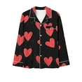 thumbnail image 4 of LYEAA Womens Valentine Pajamas Heart Print Lapel Long Sleeve Button Down Shirt and Pant Sleepwear Holiday Loungewear, 4 of 6