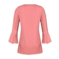 thumbnail image 3 of Mittory Tunic Tops for Women Trendy Boho Button V Neck Tshirt Soild Print Tunic Shirts 3/4 Bell Sleeve Shirts, 3 of 4