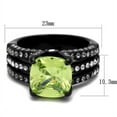 thumbnail image 2 of Luxe Jewelry Designs Women's Black Ion Plated Stainless Steel Engagement Ring with Apple Green CZ -, 2 of 4