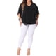 thumbnail image 2 of Blusa de chiffon de doble capa con cuello en V para mujeres de tallas grandes Agnes Orinda 4X negra, 2 of 6