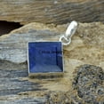 thumbnail image 2 of Solid 925 Sterling Silver Pendant For Women Men, Genuine Blue Sapphire Square Gemstone Unique Handcrafted September Birthstone Pendant, 2 of 6