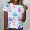 thumbnail image 1 of Pntutb top Pâques Femmes Imprimé Col Rond T-Shirt à Manches Courtes Col Rond Top/chemise, 1 of 3