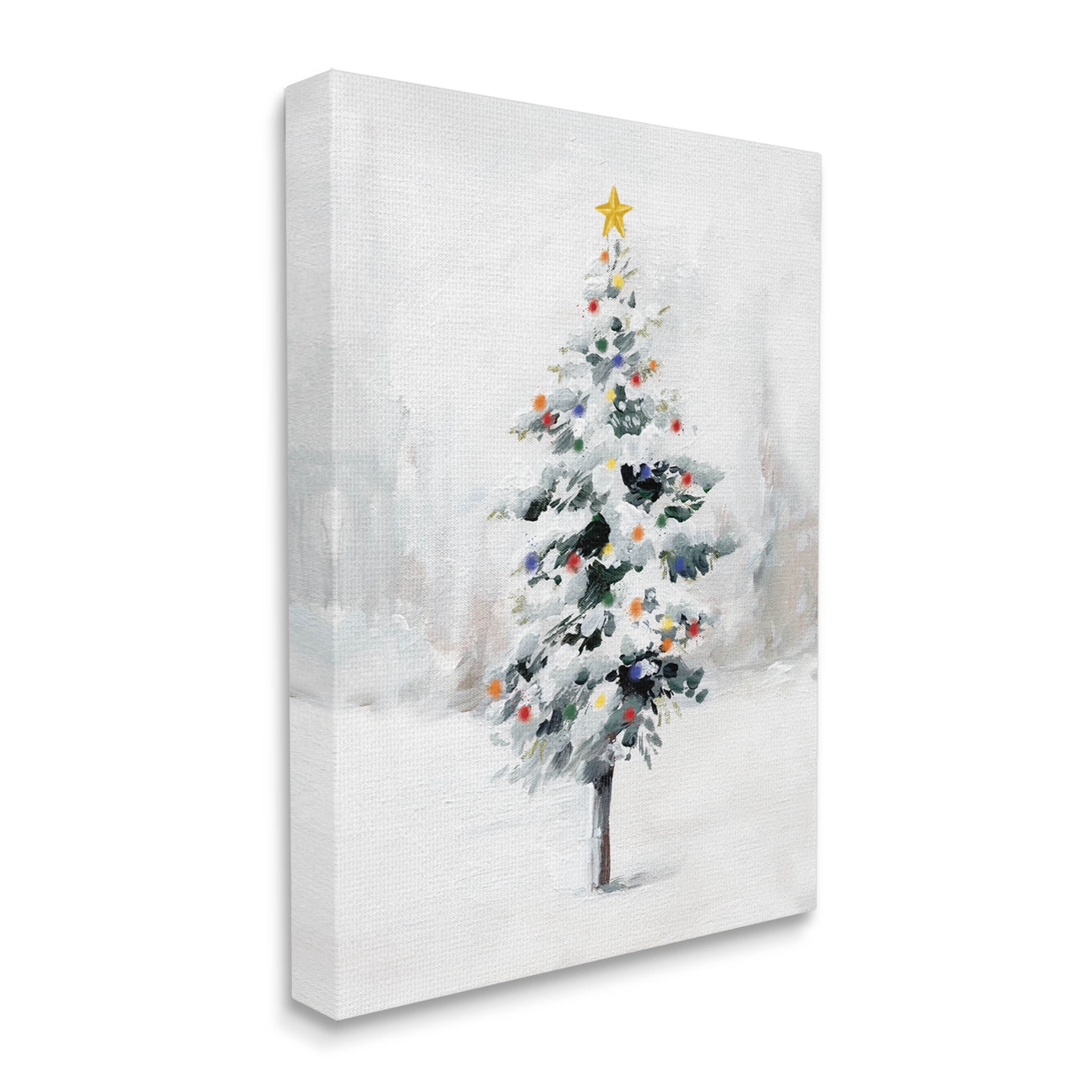 Snowy Christmas Tree Landscape Holiday Graphic Art Gallery Wrapped Canvas Print Wall Art