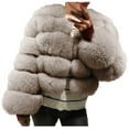 thumbnail image 1 of WRKEKC Plus Size Womens Parka Style Plush Coat Stand Collar Extended Sleeves Cold Weather Snow Jacket, 1 of 3