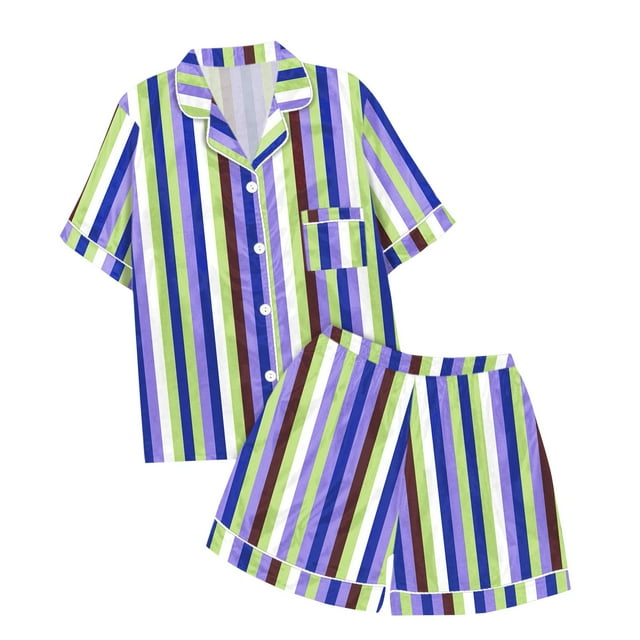 GYUJNB Men's Short Sleeve Pajama Set Summer Pj Short Set 2 Pcs Loungewear Sleepwear with Pockets