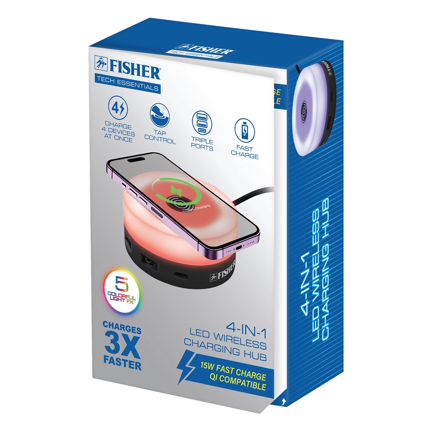 FISHER Tech Essentials 15-Watt 4-in-1 Wireless Charging Hub, Black