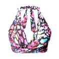 thumbnail image 4 of DHFJKG Womens Bikini Top Bathing Suit Open Back Halter Self Tie V Neck Floral Swimwear Tops Stylish Beachwear, 4 of 5