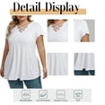 thumbnail image 6 of Mengpipi Womens Plus Size Tops Criss Cross V Neck Short Sleeve Summer Casual Blouses, Light Gray-1X, 6 of 8