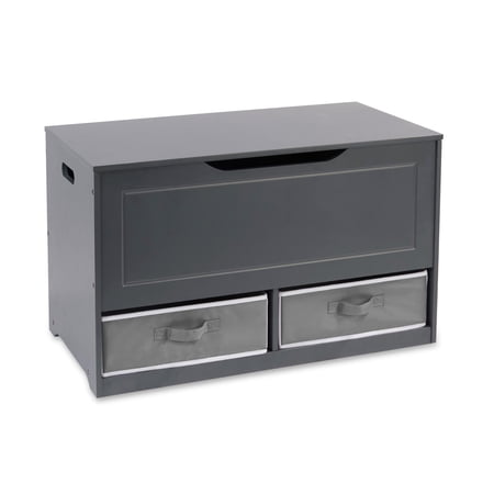 Badger Basket Children s Wooden Up & Down Toy Box and Storage Bench 3.8 Cu ft. - Charcoal