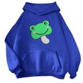 thumbnail image 1 of Gibobby Sudadera con Capucha para Mujer, ajuste holgado, de felpa, casual, manga larga, cuello alto con capucha(Azul,CH), 1 of 3
