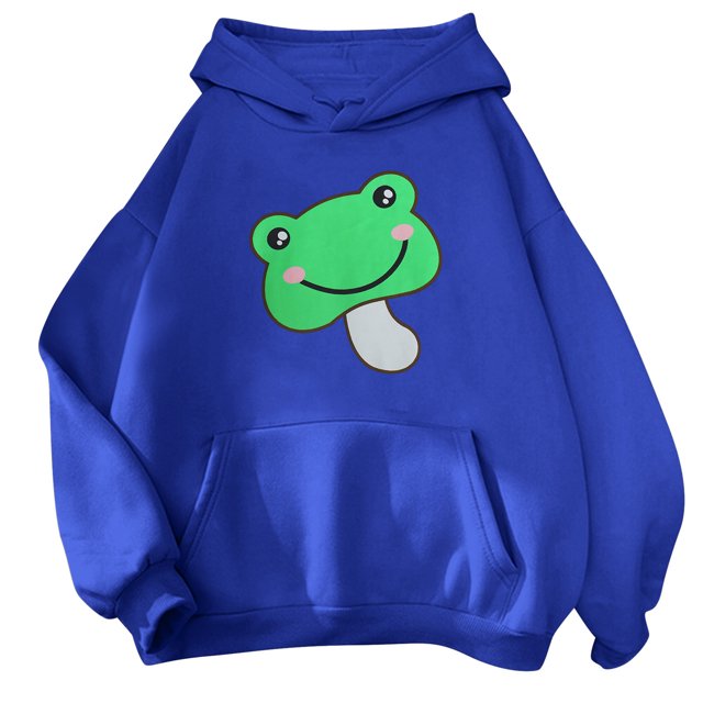 Gibobby Sudadera con Capucha para Mujer, ajuste holgado, de felpa, casual, manga larga, cuello alto con capucha(Azul,CH)