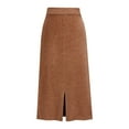 thumbnail image 3 of Sngxgn Women's Basic Versatile Stretchy Flared Casual Mini Skater Skirt(Coffee,XXL), 3 of 3
