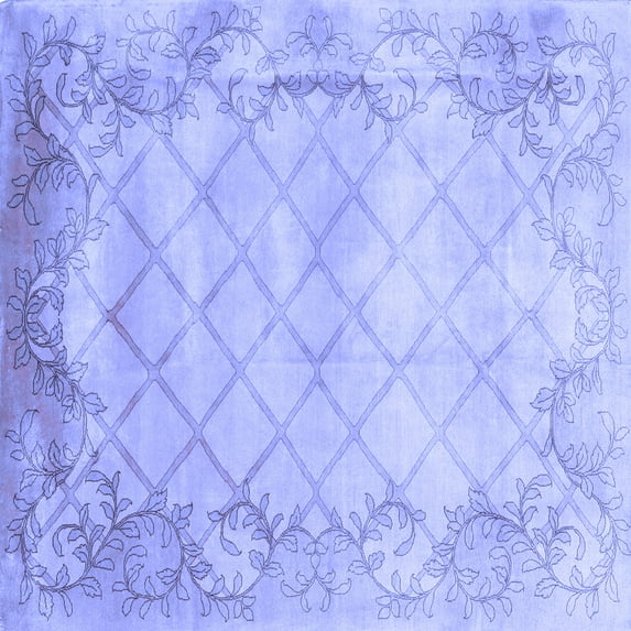 Ahgly Company Machine Washable Indoor Square Abstract Blue Contemporary Area Rugs, 4' Square