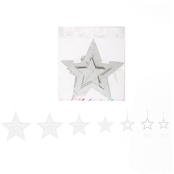 Twinkle Little Star Paper Pendant 7pcs Sparkling Star Garland Ornaments Hanging Decoration for Birthday Wedding Banner Backdrop