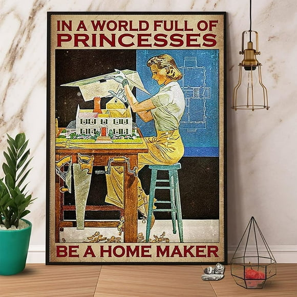 Size: 16" x 12" Metal Tin Signs A World Full of Princesses to Be A Family Maker Retro Signs Vintage Tin Sign For Home Garden Cafe Bar Tin Sign