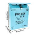 thumbnail image 4 of MasteelfCA Wall Hanging Mounted Locking Mailbox Vintage Drop Iron Letterbox Post Box with Keys (Blue), 4 of 7