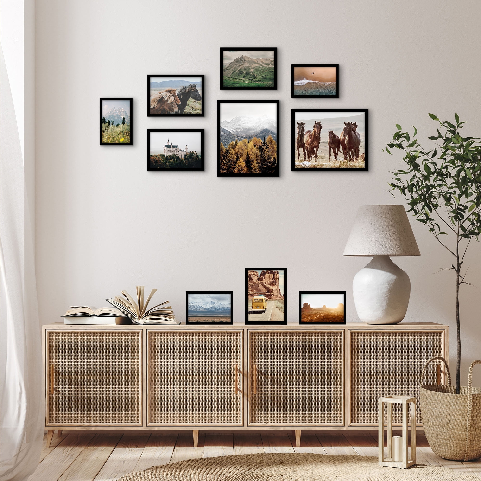 Americanflat 8x10, 5x7, 4x6 Picture Frame with Shatter-Resistant Glass 10 Pack Frames Gallery Wall - Black