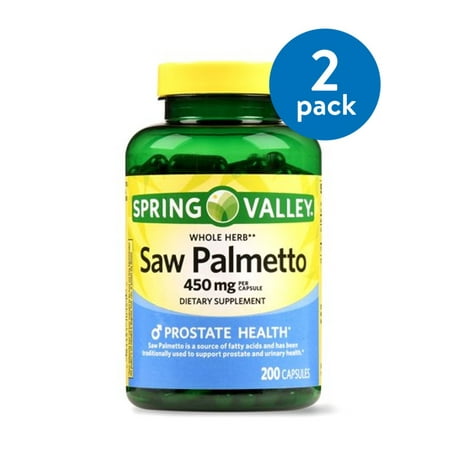 Spring Valley Whole Herb Saw Palmetto Capsules, 450 mg, 200 Ct (Pack of