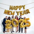 thumbnail image 2 of Globos de aluminio dorados, plateados y dorados con texto Feliz Año Nuevo 2025 Guirnalda de pancartas de Feliz Año Nuevo Decoraciones navideñas de Nochevieja 2025, 2 of 5