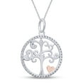 thumbnail image 3 of AFFY Round White Cubic Zirconia Tree of Life Two Tone Pendant Necklace 14k White Gold Over Sterling Silver, 3 of 5