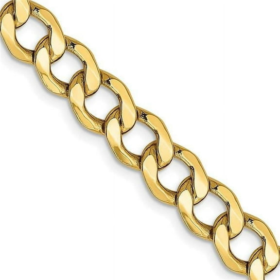 Primal Gold 14 Karat Yellow Gold 7mm Semi Solid Curb Link Chain