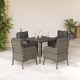 thumbnail image 1 of vidaXL 5 Piece Garden Dining Set with Cushions Grey Poly Rattan, 1 of 5