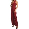 thumbnail image 3 of Coduop Women Elegant Sleeveless Jumpsuit Deep V-neck Backless Wide Leg Bodysuit Playsuit, 3 of 7