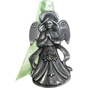Pewter Finish Angel Ornament with Chrysolite Swarovski Crystal Stone