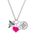 thumbnail image 1 of Delight Jewelry Silvertone Caduceus - BSN - Hot Pink Heart Nurse Strong Zoe Necklace, 1 of 4