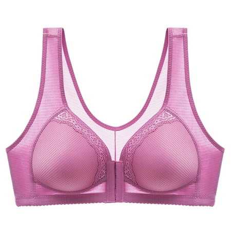 

Women Bra Lace Front Buckle Underwear Without Rims Vest Lace Plus Size Bra