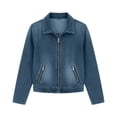 thumbnail image 4 of Edvintorg Denim Jacket for Women Fashion Long Sleeve Casual Loose Zip Up Jean Coat with Pockets Clothes for Women Blue S, 4 of 7